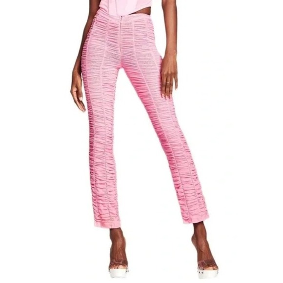 I.AM.GIA Ophelia Pink Ruched Mesh Pants Pink Medium